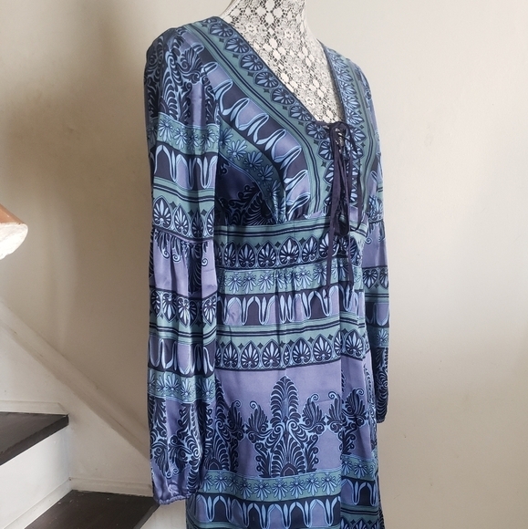 Nanette Lepore Bohemian Lace Up Silk Dress. - Picture 6 of 12